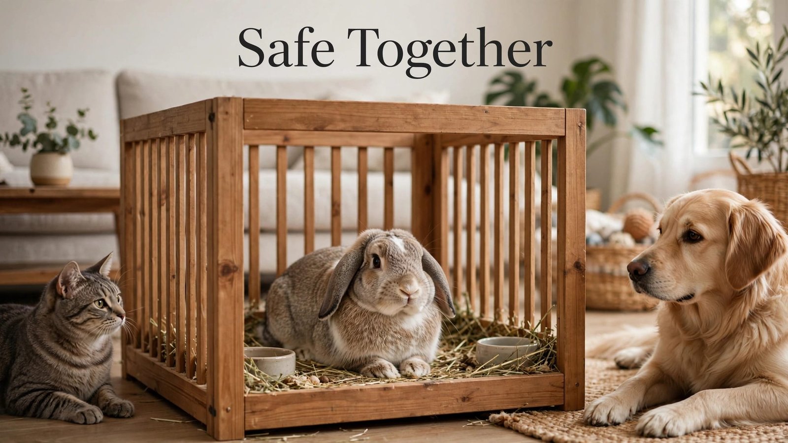 rabbits with cats and dogs