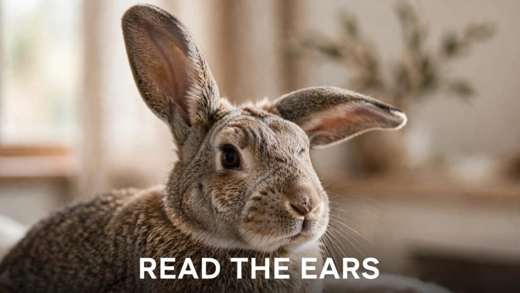 An alert rabbit with one upright ear and the headline “READ THE EARS.”